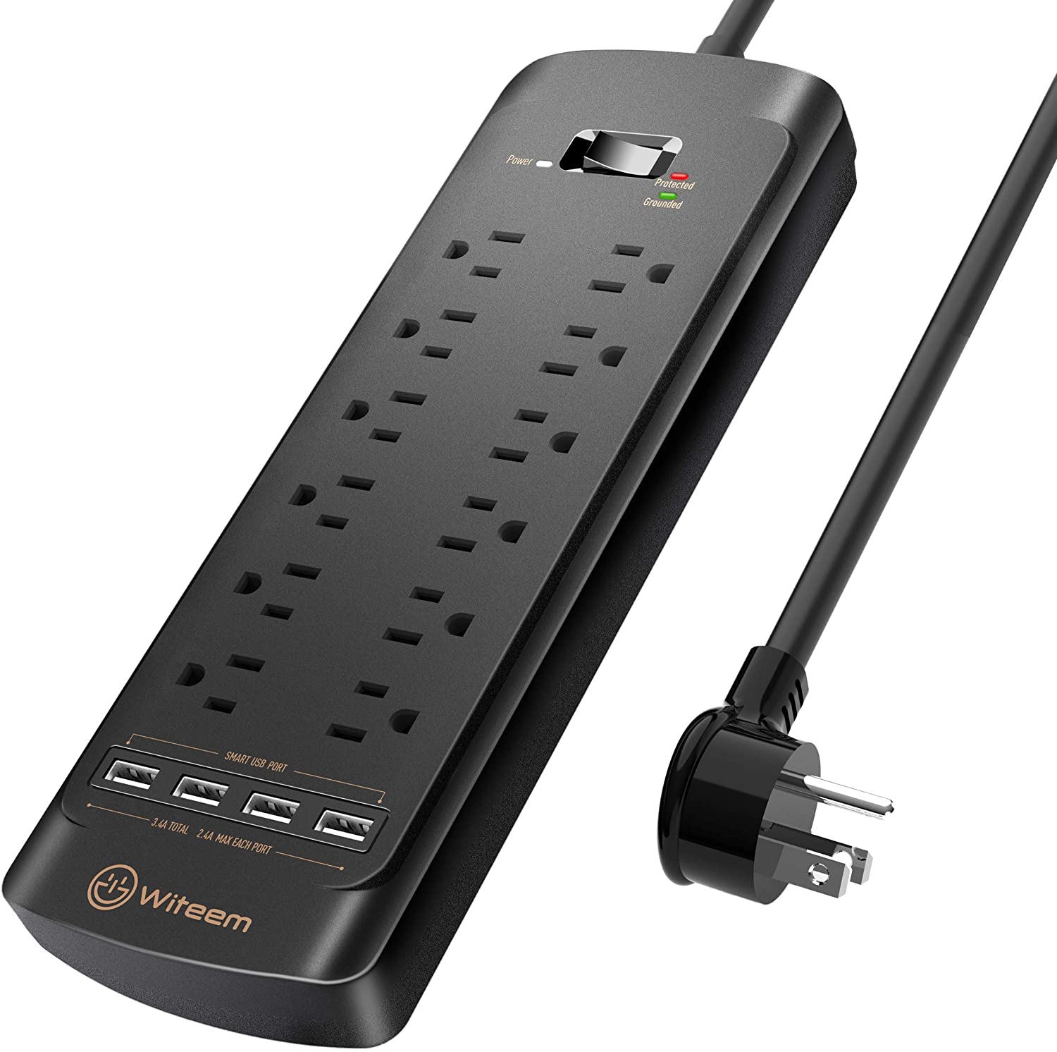 Surge Protector with USB charging ports - Witeem 12 Outlet Power Strip and 4 USB Charging Ports - $16.19 @ Amazon