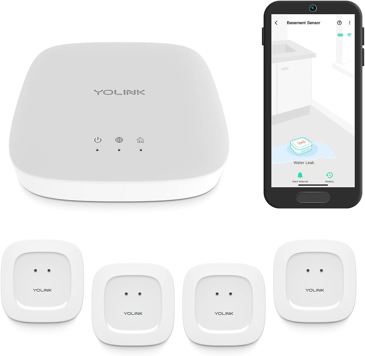 Amazon.com: YoLink Smart Home Starter Kit: Hub & Water Leak Sensor 4-Pack $42