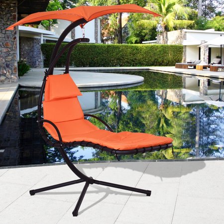 Costway Hanging Chaise Lounge Chair Arc Stand Air Porch Swing