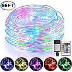 Mlambert 99Ft LED Rope Lights Outdoor, Color Changing Fairy String Lights Plug in with 300 LEDs $29.44