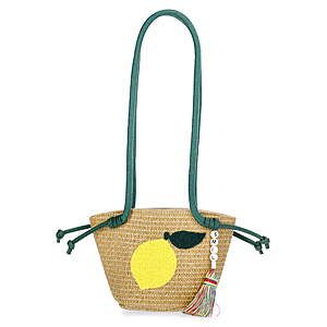 Wonder Nation Girls Lemon Straw Crossbody Bag, Green $2.45