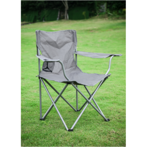 2 Pack Ozark Trail Quad Folding Camp Chair w Mesh Cup Holder Gray