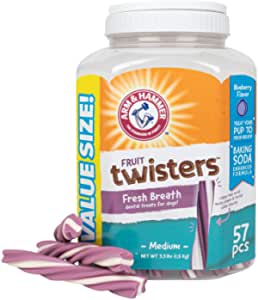 57-Count Arm & Hammer Fruit Twisters Dental Dog Treats (Blueberry) $10 w/ S&S + Free Shipping w/ Prime or orders of $25+