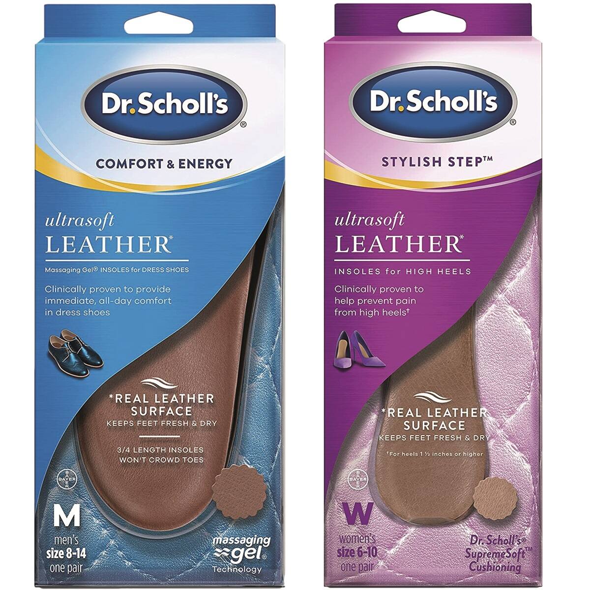 Dr Scholl's Cushioned Leather Insoles for Men & Women 2 for $8 + Free Shipping