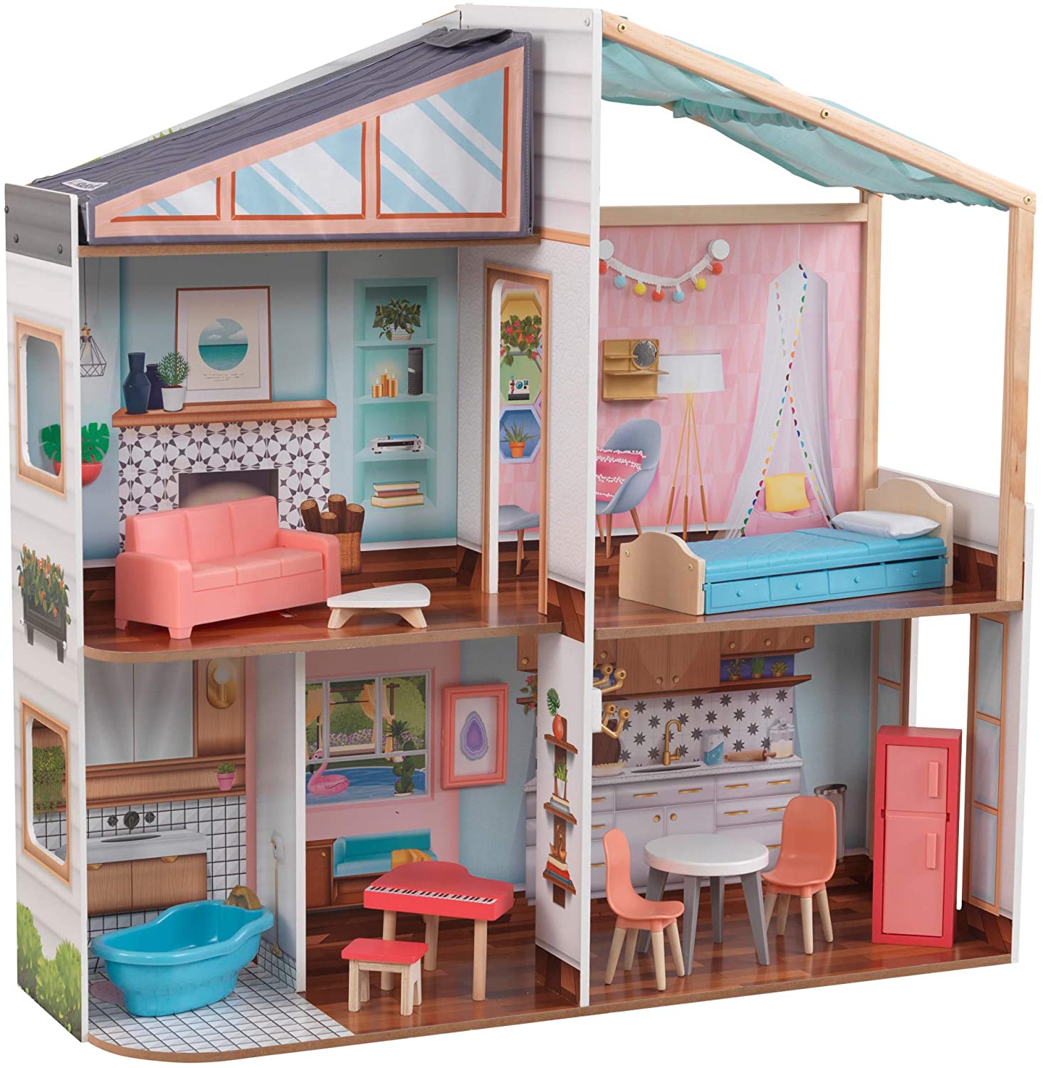 KidKraft Designed by Me: Magnetic Makeover Wooden Dollhouse w/ 10 Pieces $40 + Free Shipping