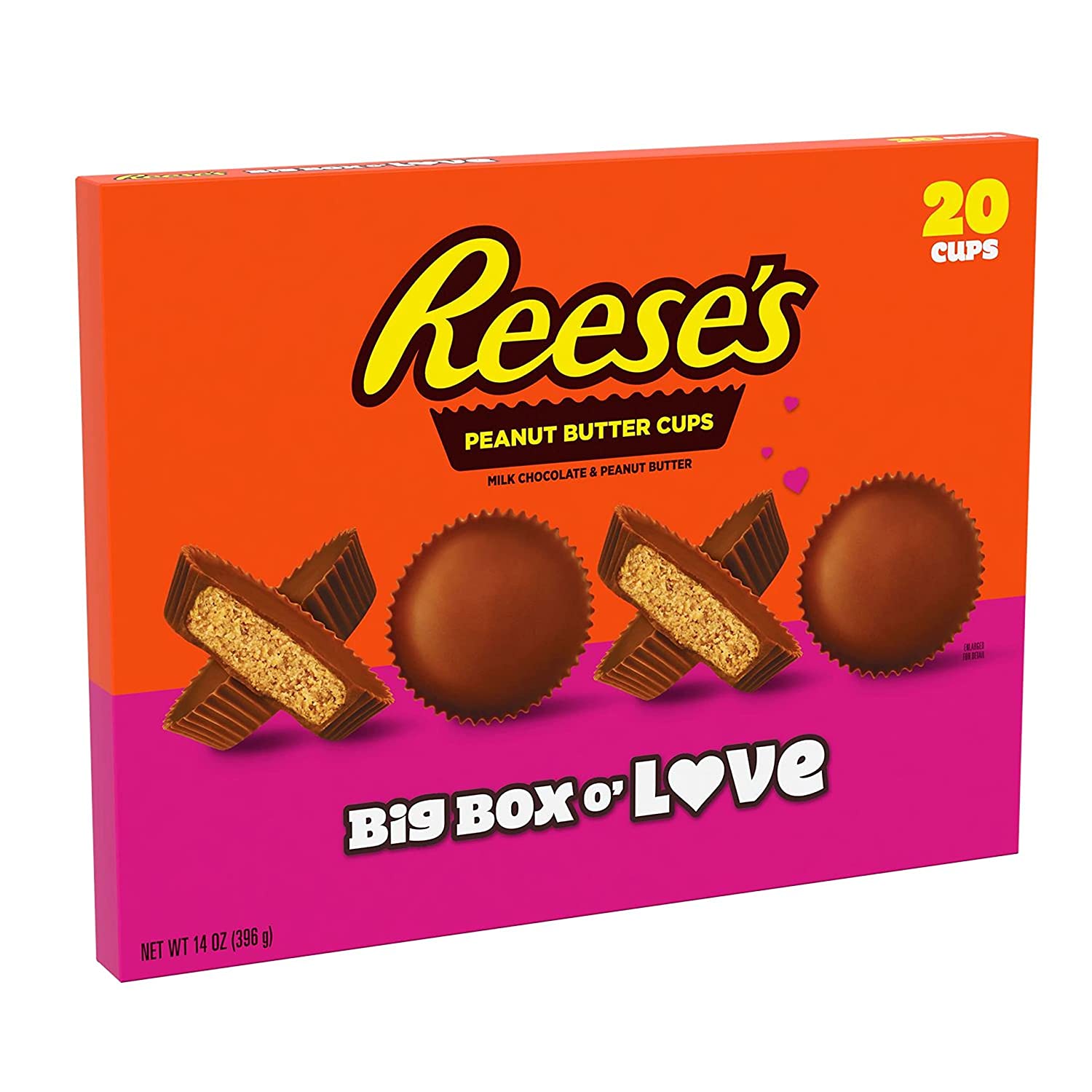 20-Cups 14-Oz REESE'S Big Box o' Love Milk Chocolate Peanut Butter Cups Candy Valentine's Day Gift Box $10.49 + Free Shipping w/ Prime or on orders over $25