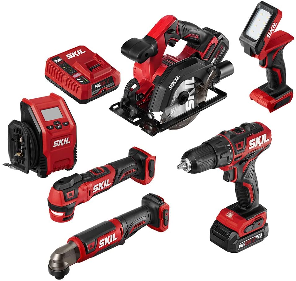6-Tool SKIL PWRCORE 12v Brushless Kit w/ 4Ah Lithium Battery, 2Ah Lithium Battery & Charger $199 + Free Shipping