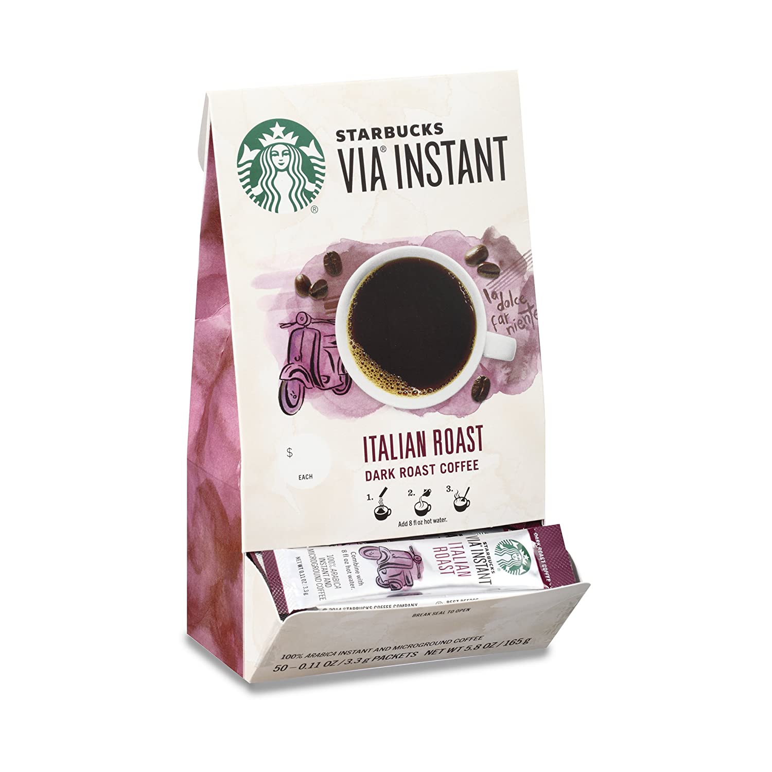 50-Pack Starbucks VIA Instant Coffee Dark Roast Coffee (Italian) $26.69 w/ S&S + Free Shipping w/ Prime or on $25+