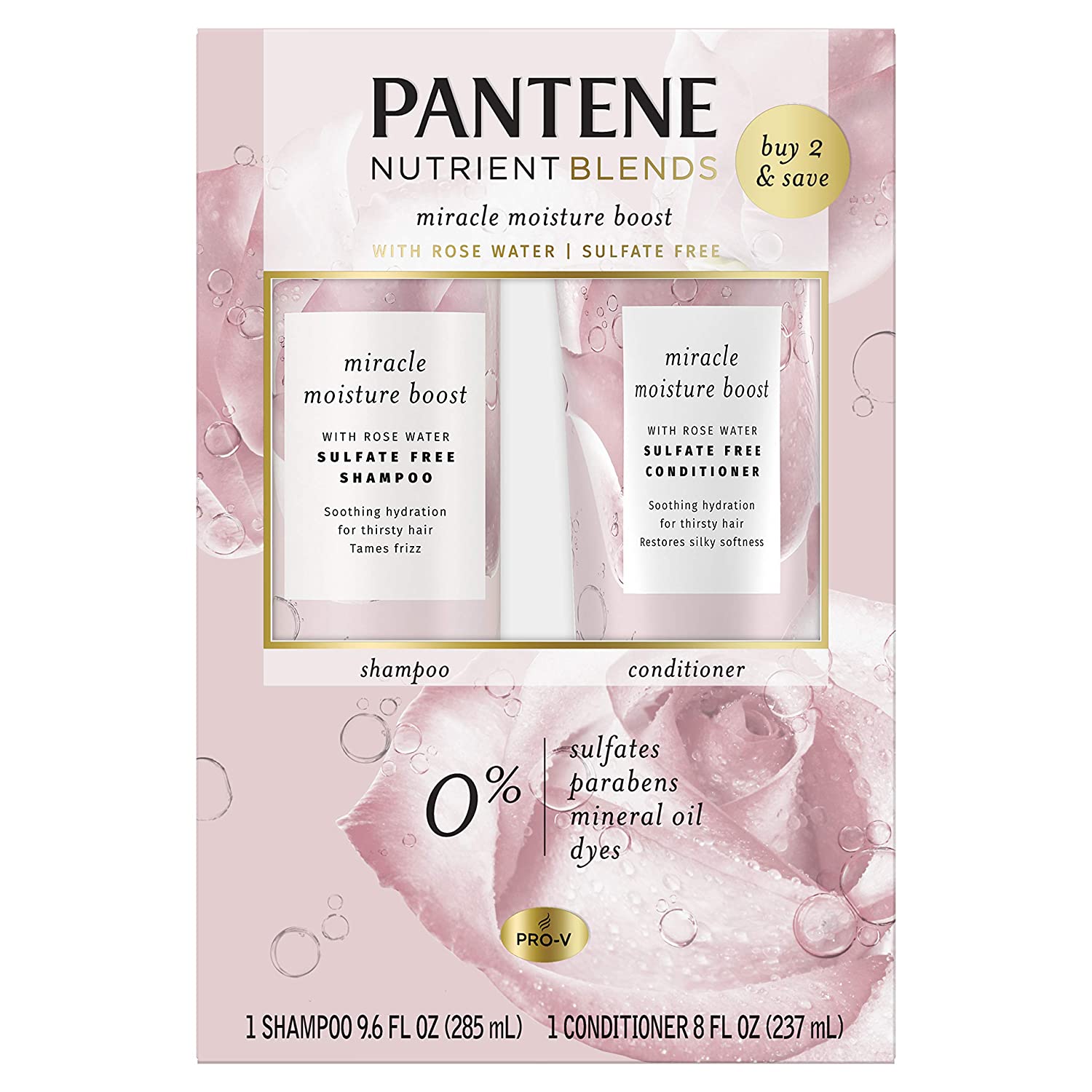 Pantene Nutrient Blends Miracle Moisture Boost Rose Water Shampoo & Conditioner Bundle $5.62 w/ S&S + Free Shipping w/ Prime or $25+