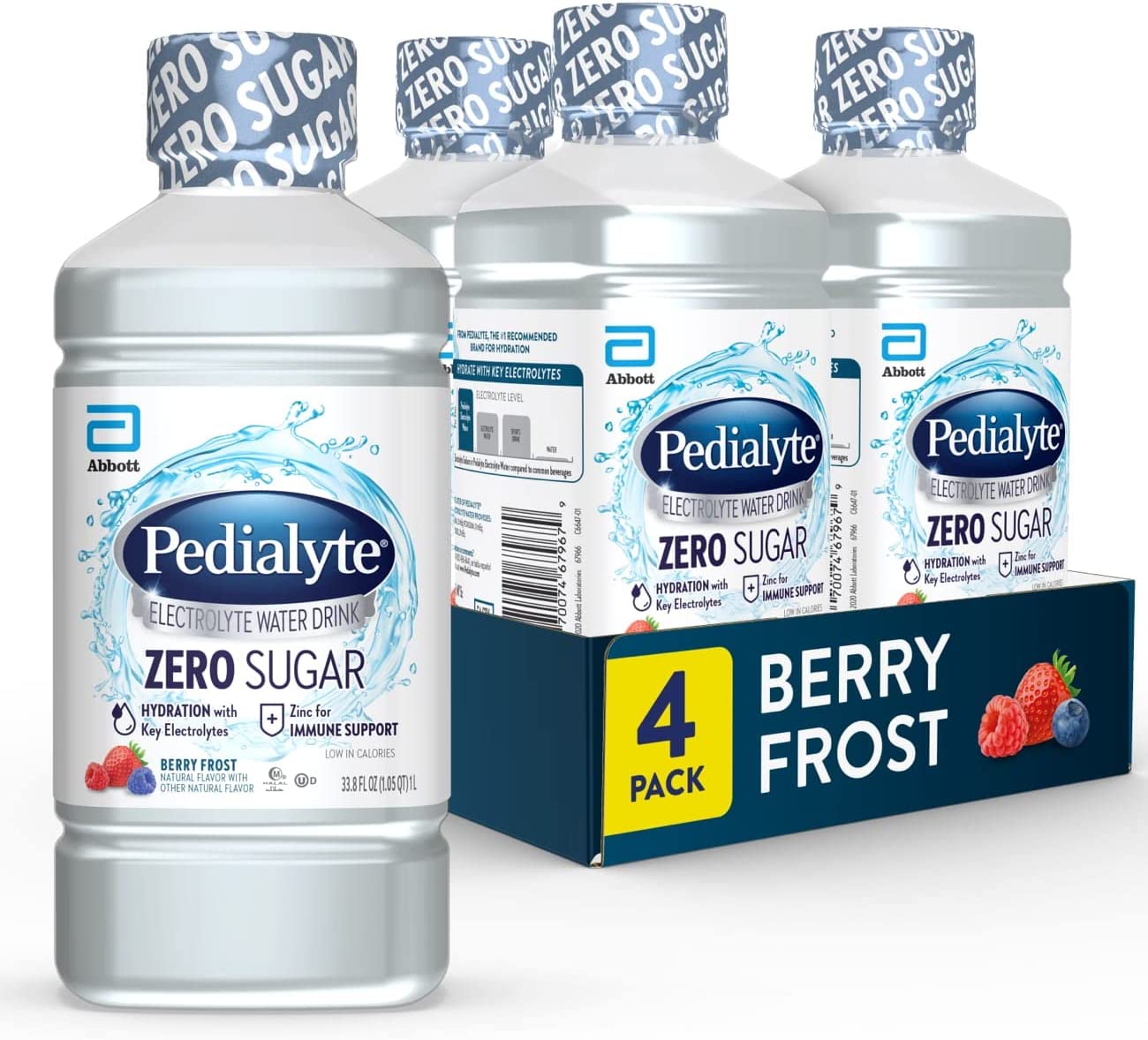 4-Count 1-Liter Pedialyte Electrolyte Hydration Water w/ Zero Sugar (Berry Frost) $6 $5.98