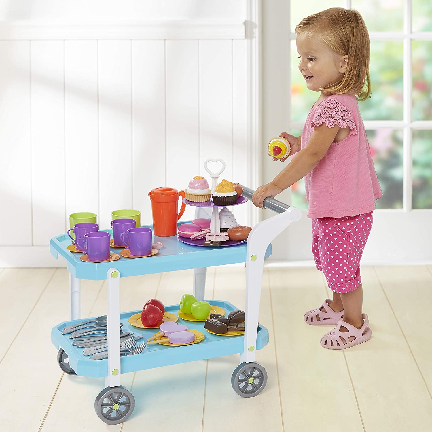 Just Like Home Kids' Tea & Dessert Cart Playset w/ 50+ Accessories $9.05 + Free Shipping w/ Prime or FS on $25+
