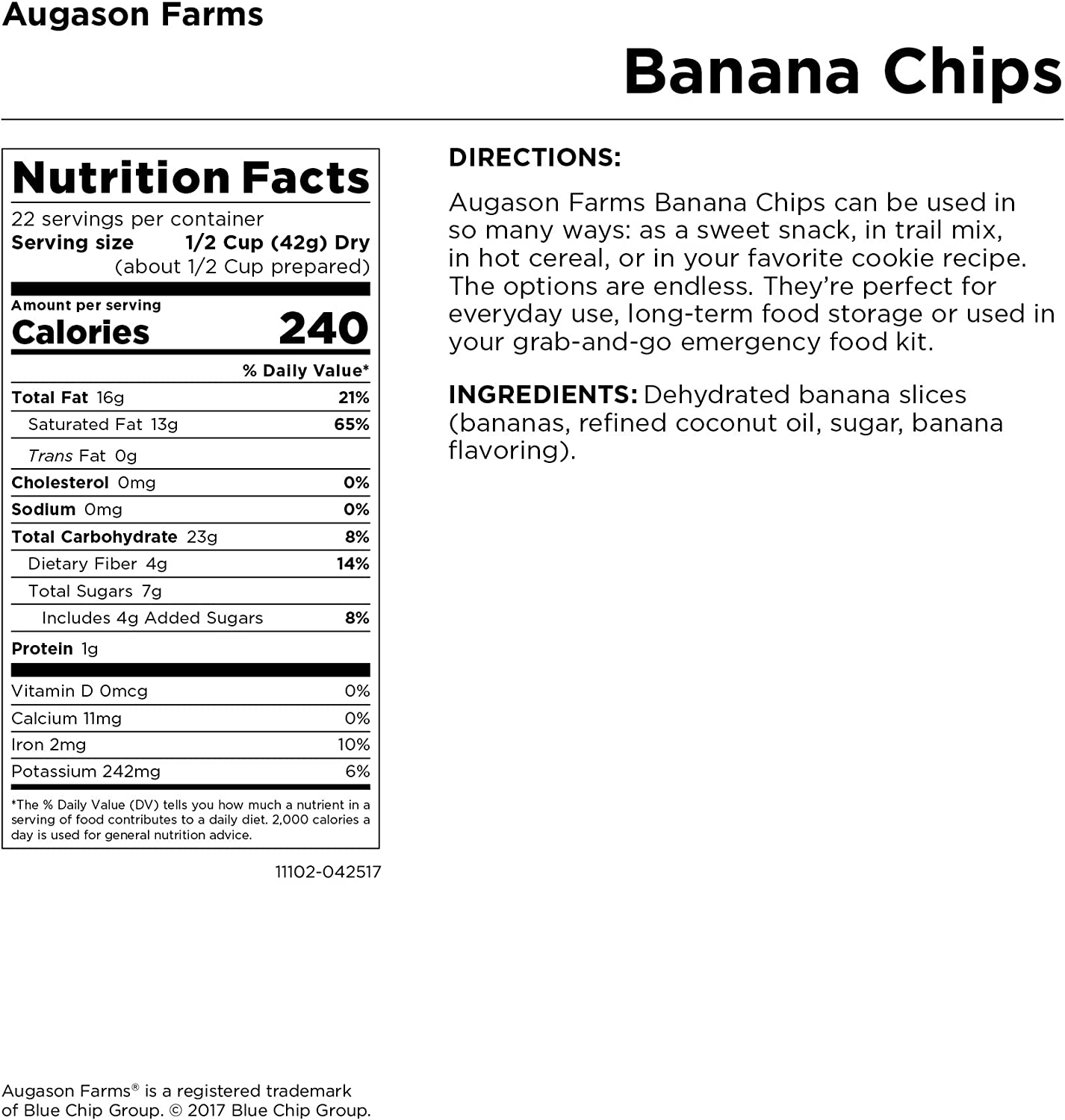 2.1-Lbs Augason Farms Banana Chips $9.98 + Free Shipping w/ Prime or on $25+ $9.95