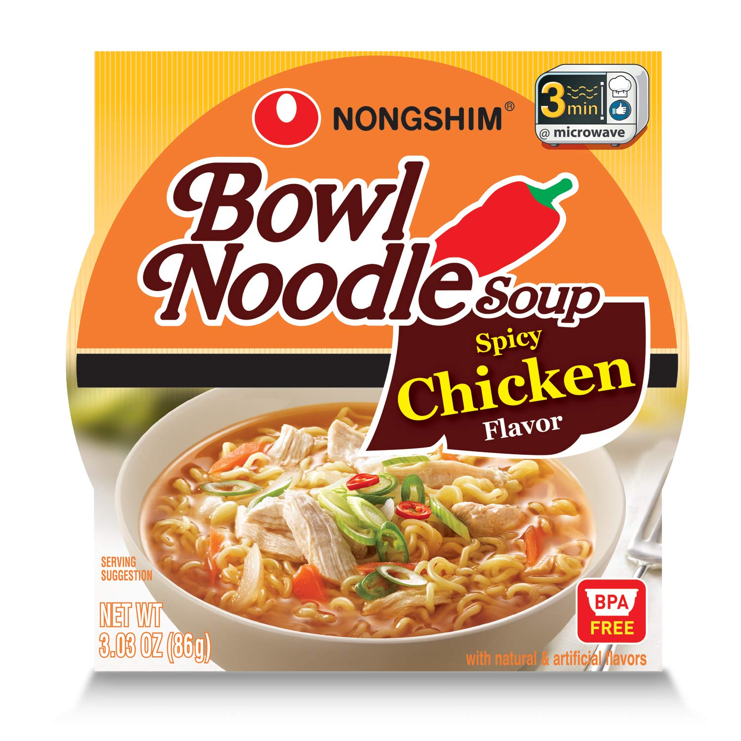 12-Pk 3.03-Oz Nongshim Bowl Noodle Soup (Spicy Chicken) $10 + free shipping w/ Prime or on $25+