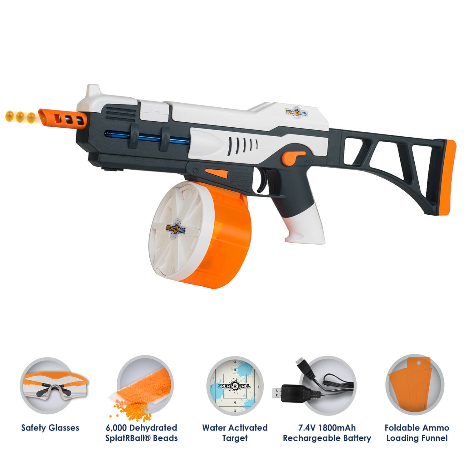Splat-R-Ball SRB1200 Full Auto Rechargeable Battery Powered Water Bead Gel Ball Blaster Kit $30 + Free Shipping w/ Walmart+ or $35+