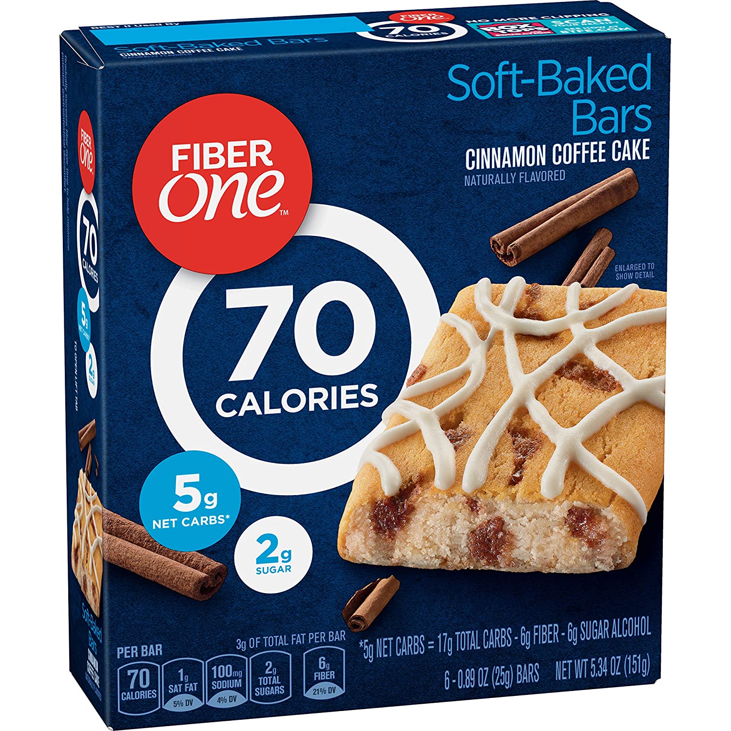 48-Count Fiber One 70 Calorie Bars (Cinnamon Coffee Cake) $15.12 w/ S&S + Free Shipping w/ Prime or on $25+