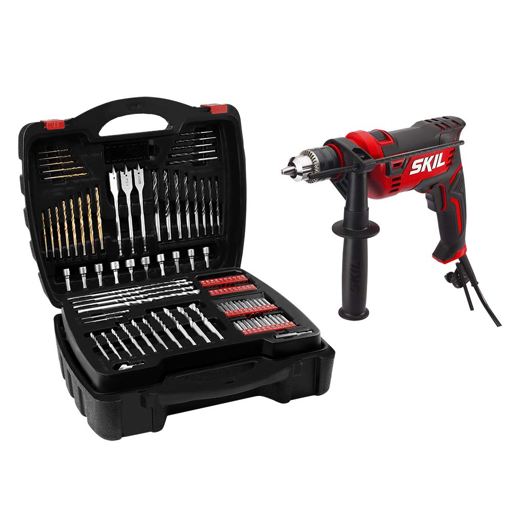 Skil 7.5 Amp 1/2in Corded Hammer Drill w/ 100Piece Drill Bit Set 51.