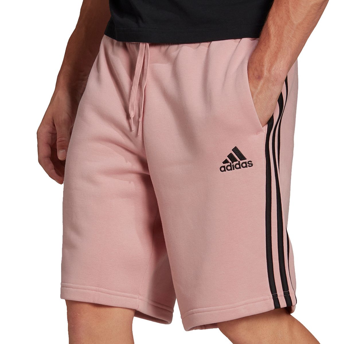 adidas Men's 3-Stripe Fleece Shorts (Wonder Mauve Black, Size Small-Large) $7 + Free Shipping on Orders $49+