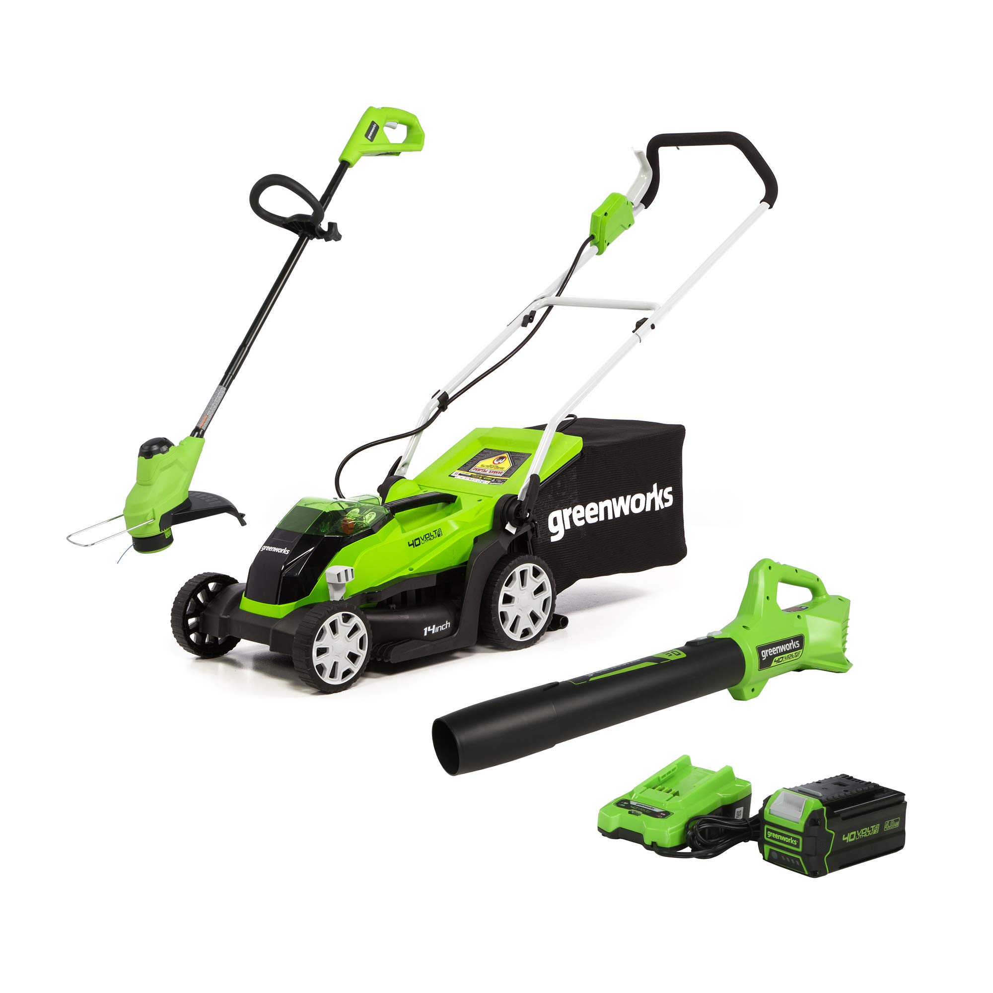 Greenworks 40V 14" Mower/Axial Blower/12" String Trimmer Combo Kit w/ 4Ah USB Battery & Charger $300 + Free Shipping