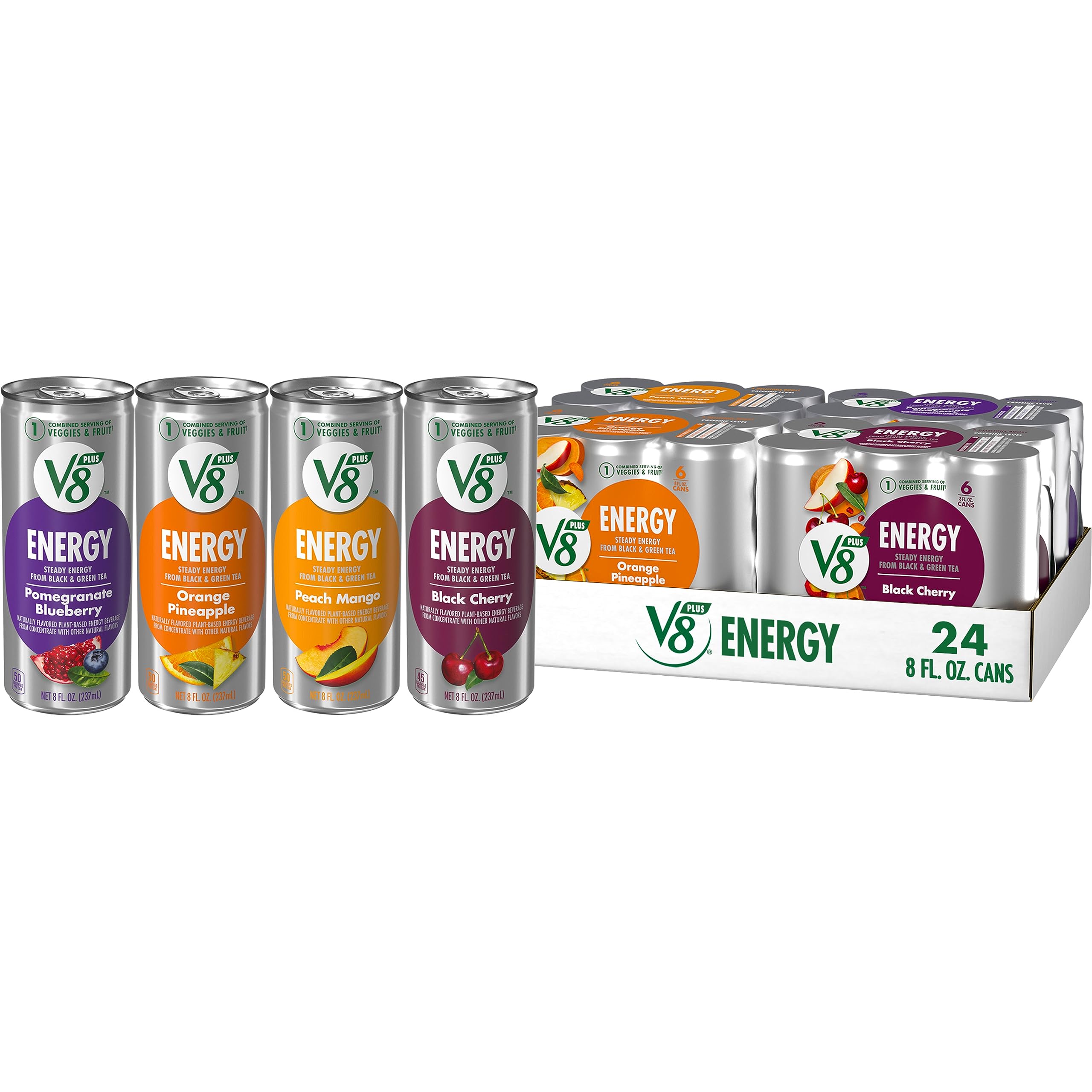 24-Pack 8-Oz V8 +ENERGY Energy Drink (Variety Pack) $15.18 w/ S&S + w/ Prime or on $35+