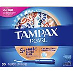 6-Pack 300-Count Tampax Pearl Tampons w/Plastic Applicator, Super Plus Absorbency (Unscented) $26.06 + Free Shipping