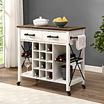 FirsTime &amp; Co. White And Brown Caledonia Kitchen Cart (Farmhouse Wood) $102 + Free Shipping