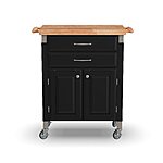 Home Styles Dolly Madison Prep &amp; Serve Kitchen Cart w/ Natural Top (Black) $100 + Free Shipping