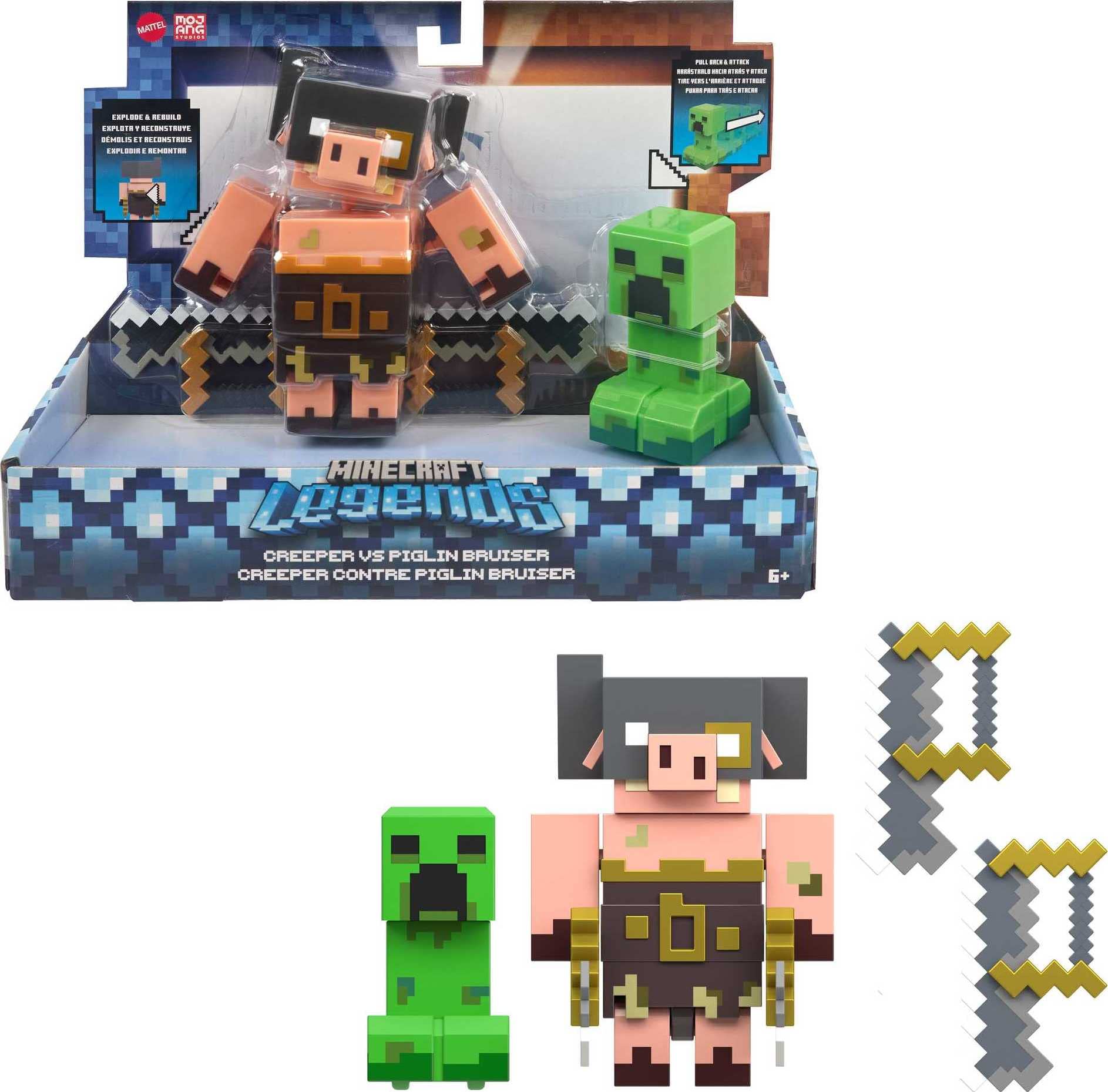 Mattel Minecraft Legends Creeper vs Piglin Bruiser Set $12 + Free Shipping w/ Prime or on $35+