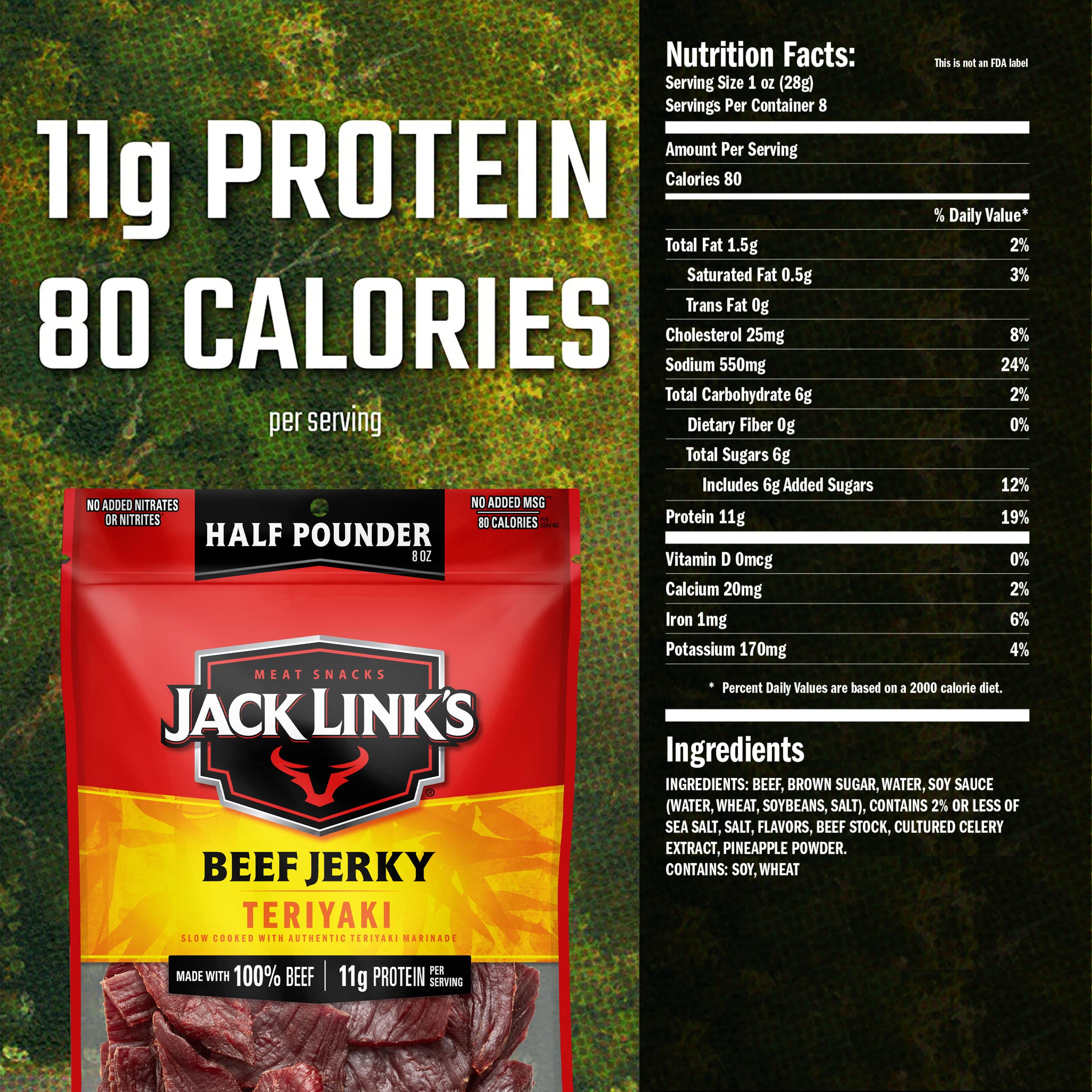 8-Oz Jack Link's Beef Jerky (Teriyaki, Peppered) $7.18 w/ S&S + Free Shipping w/ Prime or on $35+