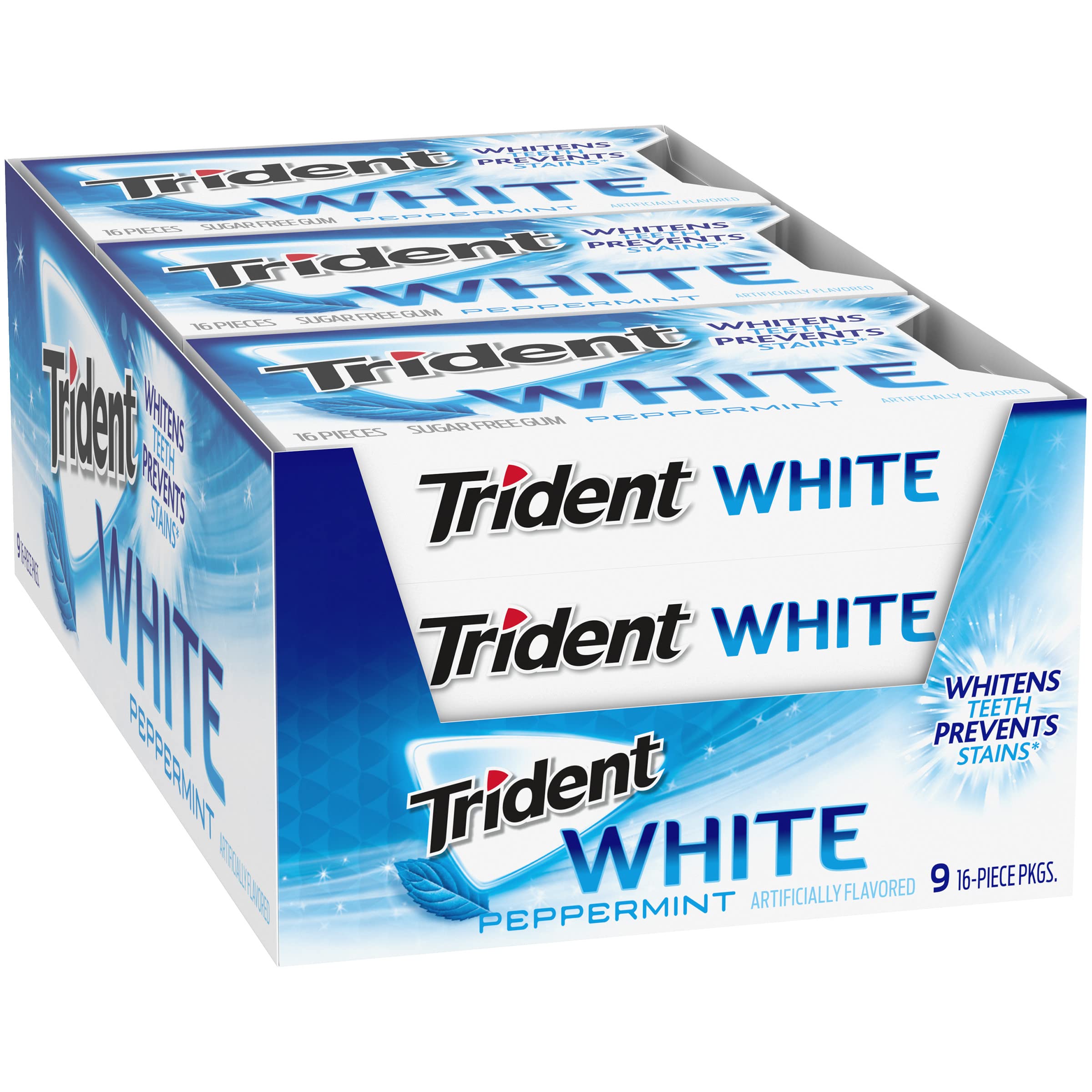 9-Pack 16-Count Trident White Sugar Free Gum (Peppermint) $5.50 w/ S&S + Free Shipping w/ Prime or on $35+