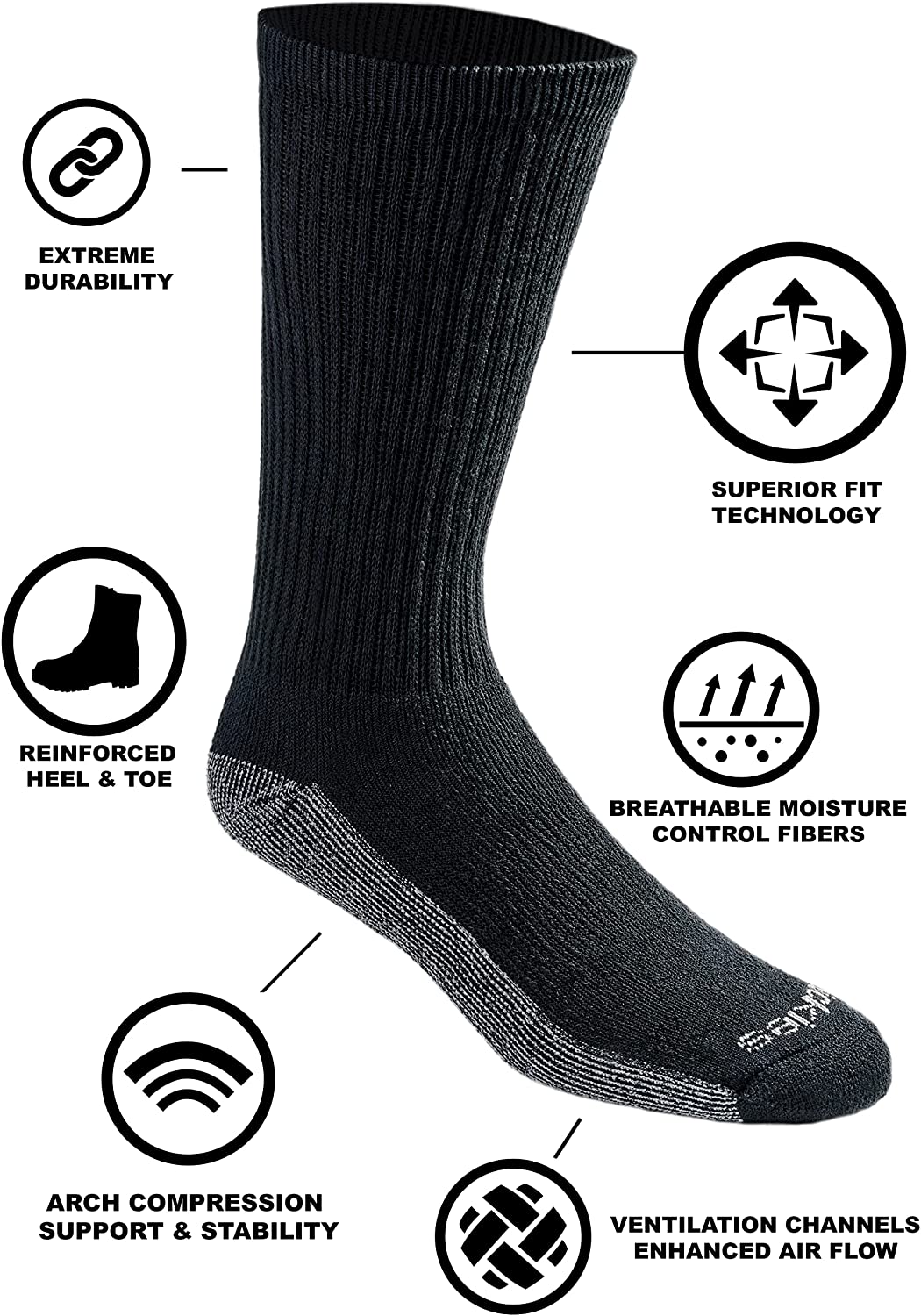12-Pack Dickies Men's Dri-tech Moisture Control Crew Socks (Charcoal, Large) $16.90 + Free Shipping w/ Prime or on $25+