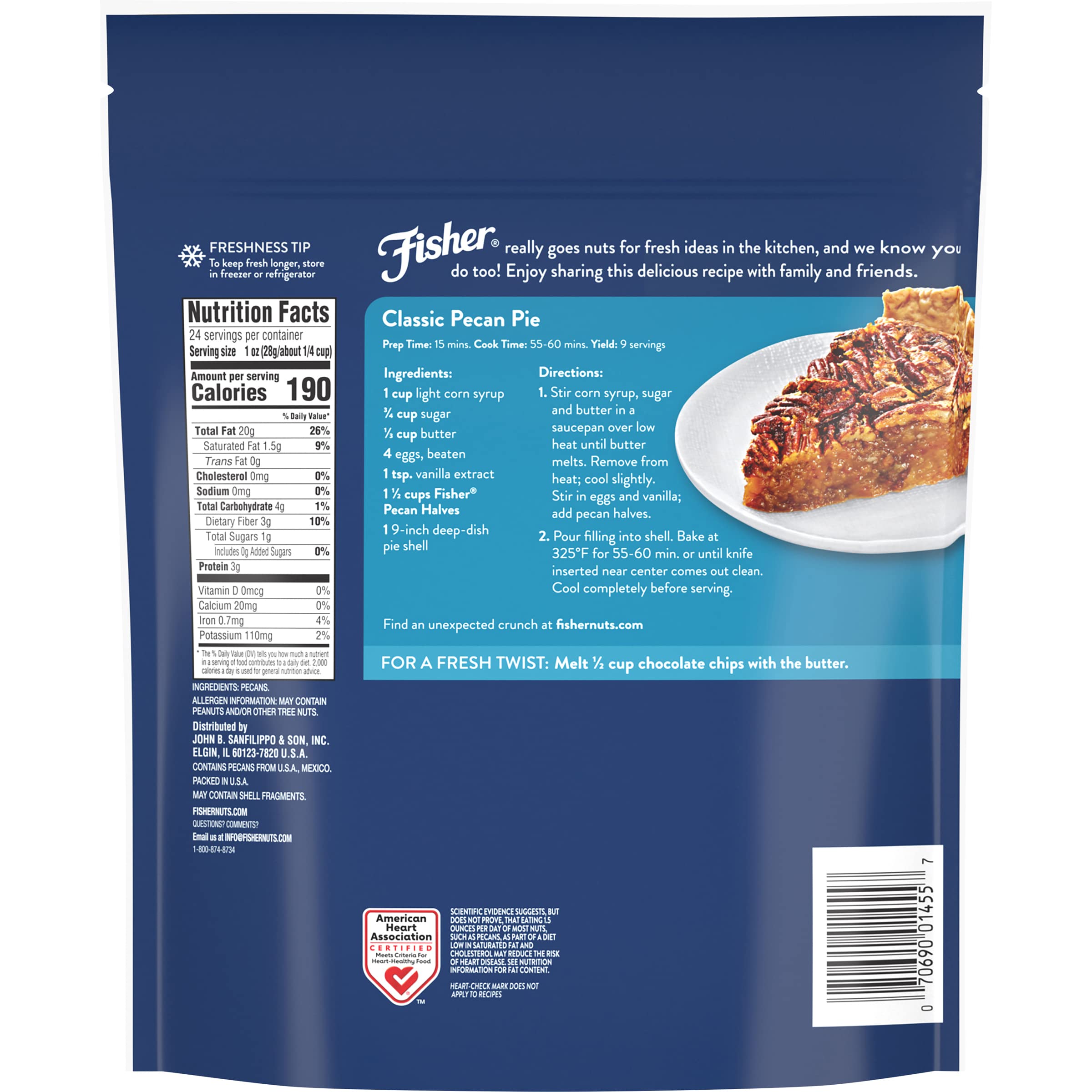 24-Oz Fisher Chef's Naturals Unsalted Pecan Halves $11.11 w/ S&S + Free Shipping w/ Prime or on $35+