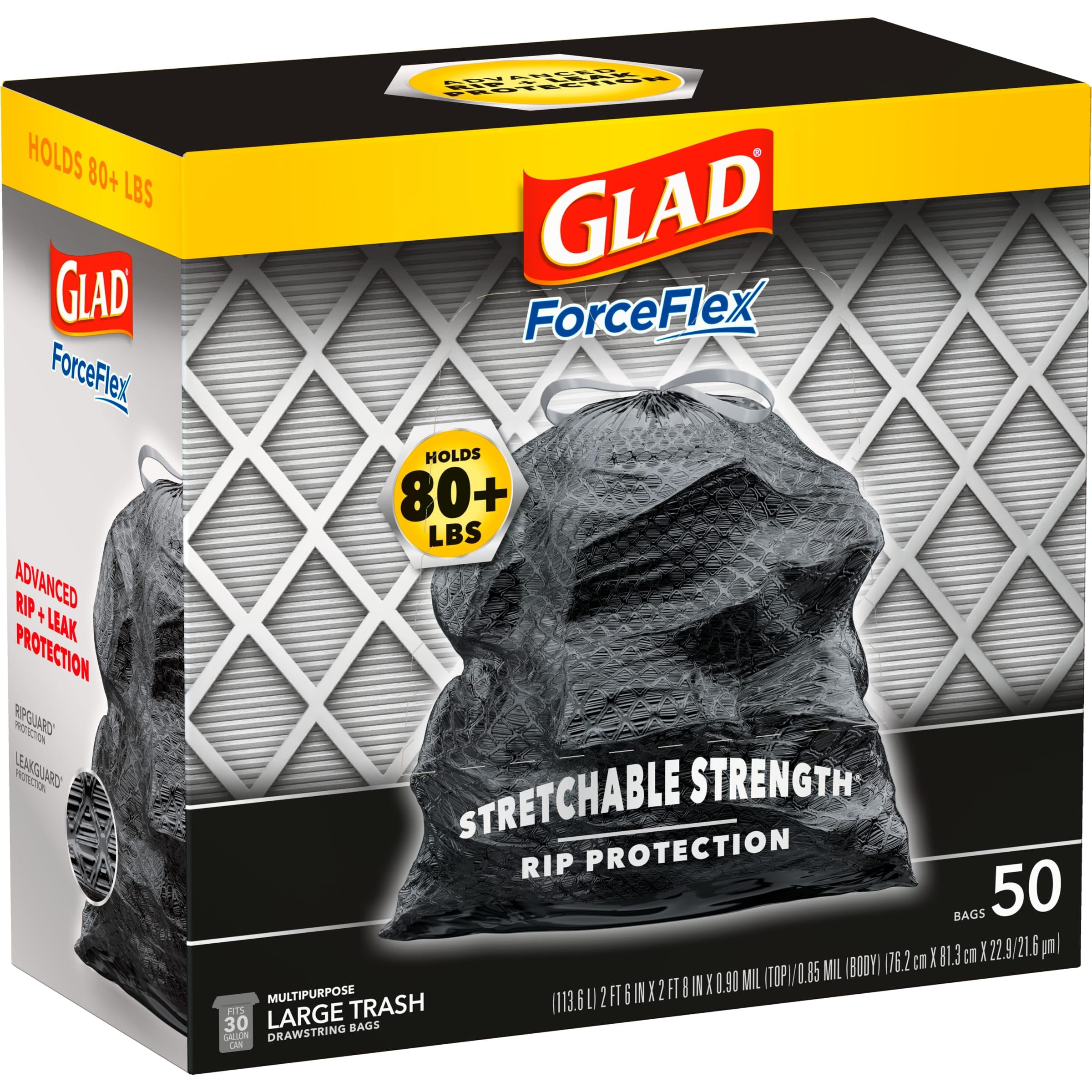 150-Count 30-Gal Glad ForceFlex Plus Drawstring Trash Garbage Bags (Large) $19.49 + Free Shipping w/ Prime or on $35+