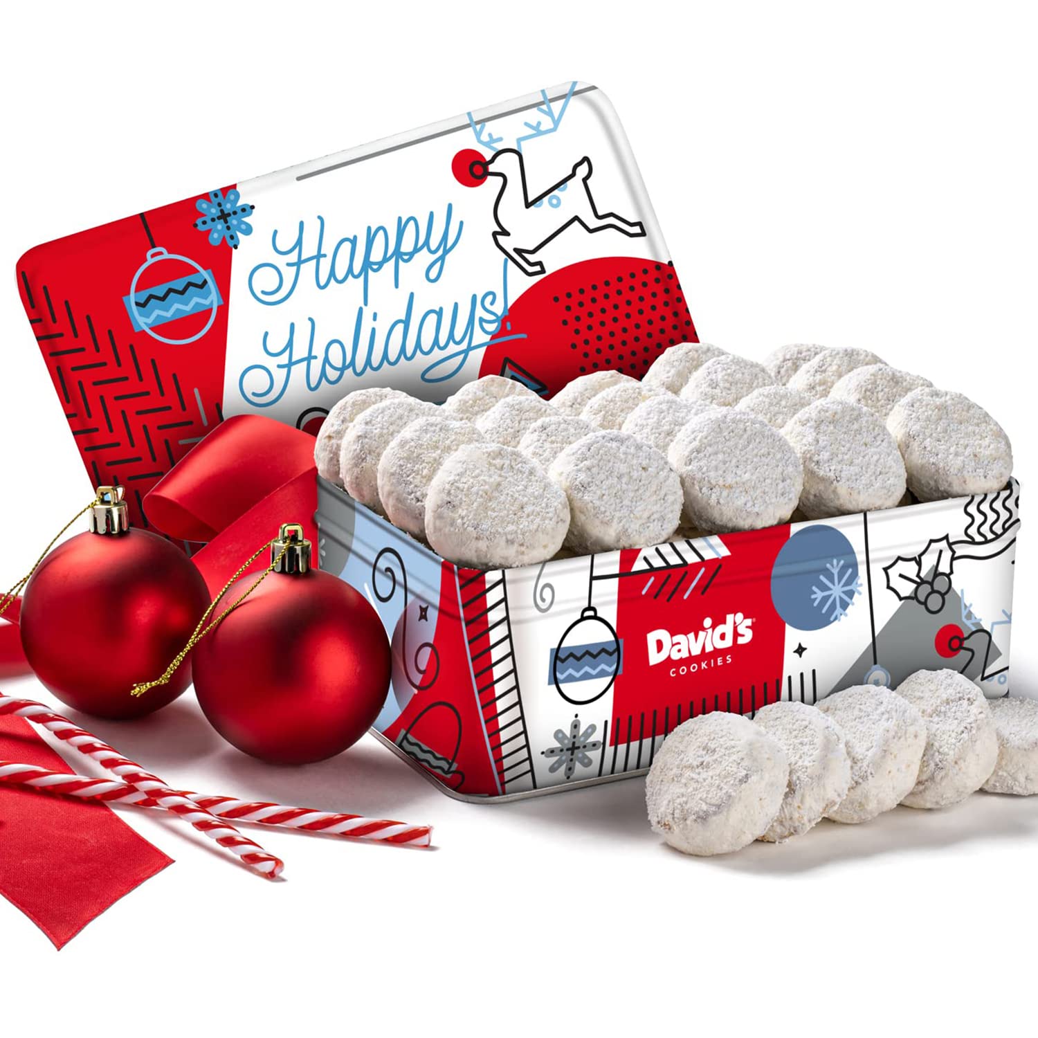 16-Oz David’s Cookies Happy Holiday Butter Pecan Meltaway Cookies Tin $7.32 w/ S&S + Free Shipping w/ Prime or on $35+