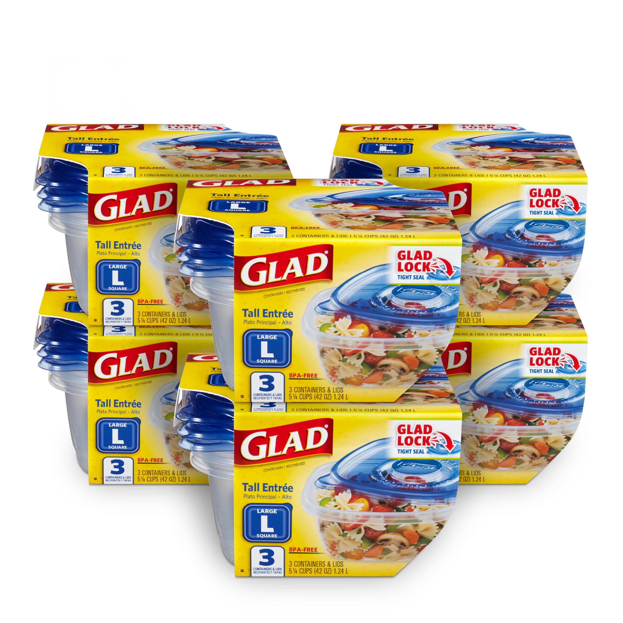 18-Count 42-Oz GladWare Tall Entree Food Storage Containers (Square) $14.35 + Free Shipping w/ Prime or on $35+