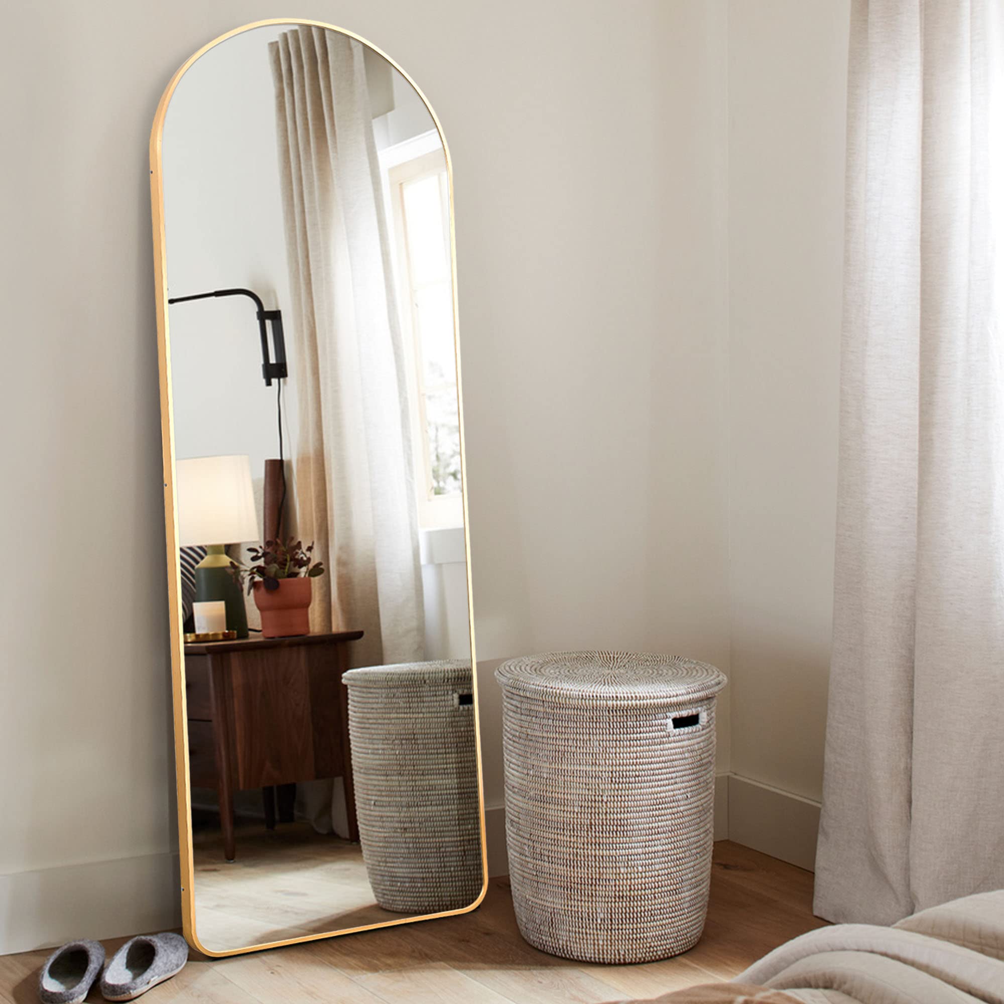 59" x 20" KIAYACI Arched Full Length Mirror w/ Stand (Gold) $39 + Free Shipping