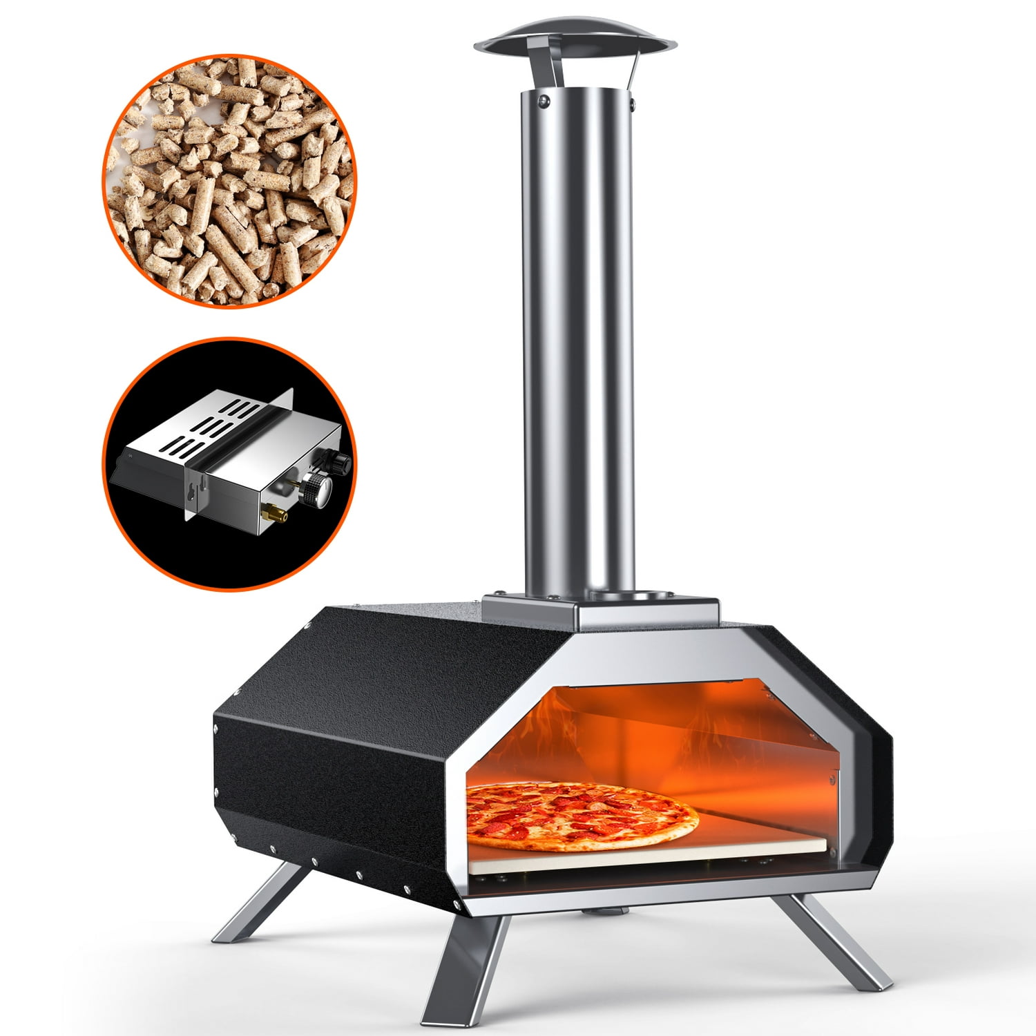 13" KingChii Multi-Fuel Pizza Oven w/ Gas Burner & Wood $111 + Free Shipping
