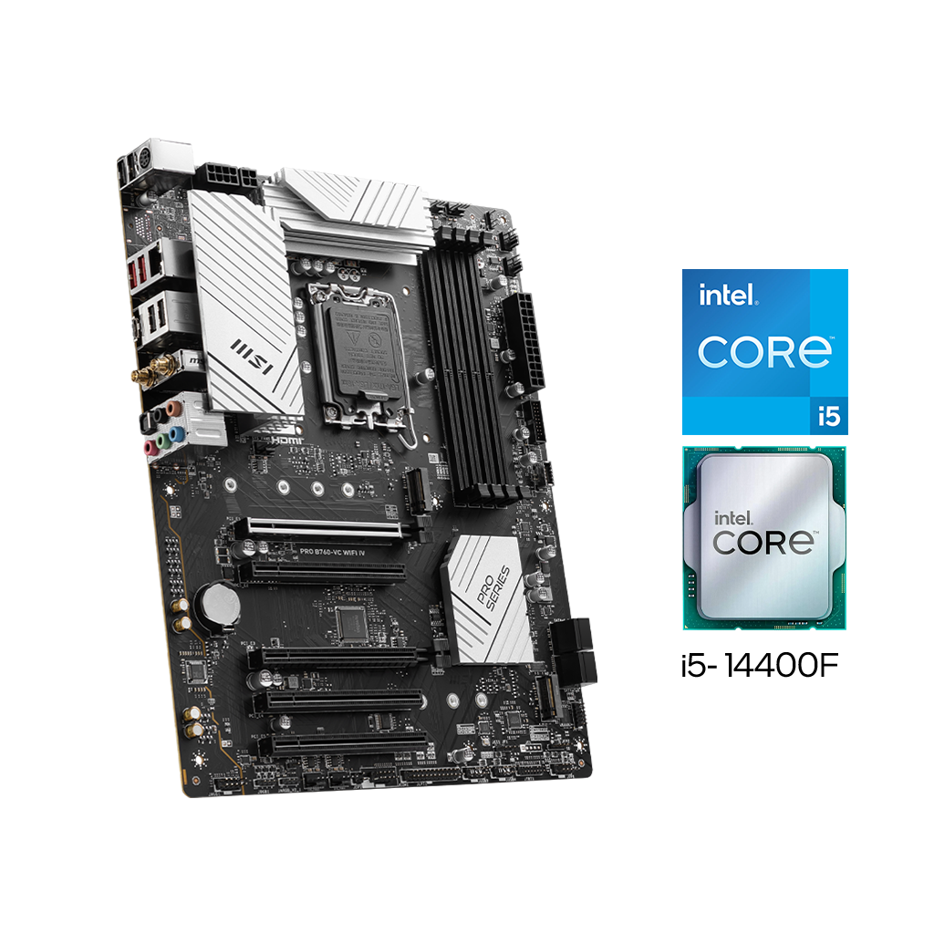 Intel Core i5-14400F CPU + MSI Pro B760-VC Wifi IV DDR5 Motherboard Bundle $289 + Free Shipping
