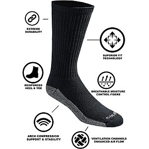 12-Pack Dickies Men's Dri-tech Moisture Control Crew Socks (Charcoal, Large) $16.90 + Free Shipping w/ Prime or on $25+