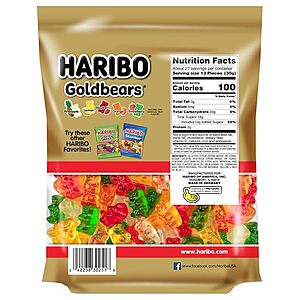 8-Pack 10-Oz Haribo Goldbears Gummi Candy Resealable Bag $14.60 ($1.82 ea) 