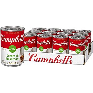 12-Pack 10.5-Oz Campbell's Condensed 98% Fat Free Cream of Mushroom Soup $  7.37 w/S&S & More + Free Shipping w/ Prime or on $  35+