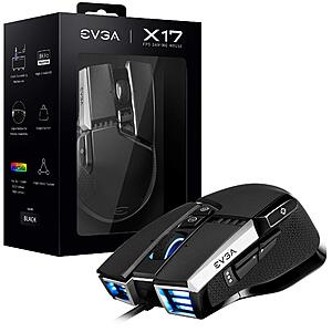 Prime Members: EVGA X17 Customizable Optical Wired Gaming Mouse (Black, Grey) $  15 + Free Shipping w/ Prime or on $  35+