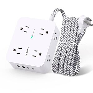 HANYCONY 8-Outlet Surge Protector w/ 4 USB Ports, 5' Braided Cord & Flat Plug $8.99 + Free Shipping w/ Prime or $35+