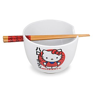 20-Oz Hello Kitty Ceramic Ramen Bowl w/ Chopsticks $6.19 + Free Shipping w/ Prime or on $35+