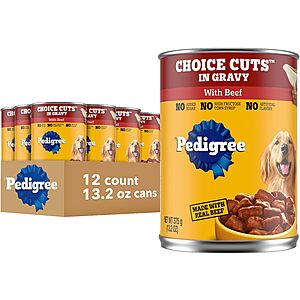 12-ct 13.2-oz Pedigree Choice Cuts in Gravy Adult Soft Wet Dog Food w/ Beef $12.35