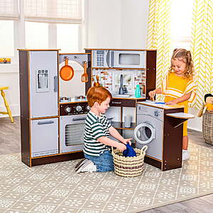 KidKraft Elegant Espresso Wooden Corner Play Kitchen Set w/ 19 Accessories $97.30 + Free S/H