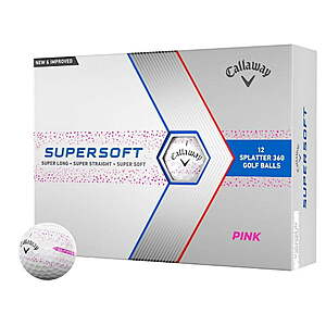 12-Count Callaway Golf Supersoft Golf Balls (Pink Splatter) $18.60 