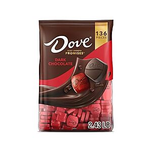136-Ct 2.43-Lbs DOVE PROMISES Dark Chocolate Candy $8 + Free Shipping w/ Amazon Prime