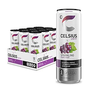 12-Pk 12-Oz Celsius Sparkling Sugar Free Energy Drink (Grape Rush) $14.25 w/ S&S