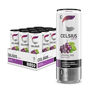12-Pk 12-Oz Celsius Sparkling Sugar Free Energy Drink (Grape Rush) $14.25 w/ S&S