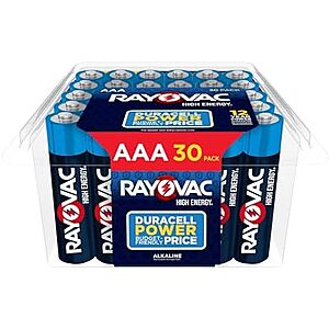 30-Count Rayovac High Energy AAA Batteries $6.94 w/ S&S + Free Shipping w/ Prime or on $35+